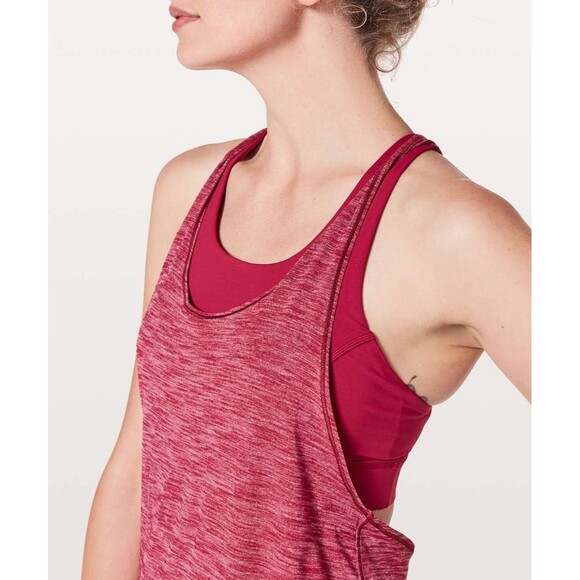 lululemon athletica Tops - Lululemon Twist & Toil Heathered Ruby Red Sweat Wicking Sports Bra Tank Top 10
